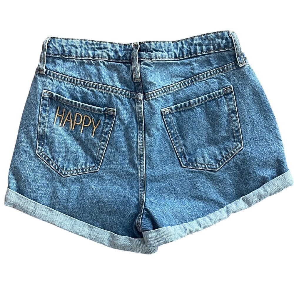 Wild Fable "Happy" Embroidered High Rise Mom Shorts 8/29‎